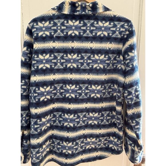 VTG Alpine Ridge Fleece Sweater Cardigan M Blue Aztec Southwestern Scalloped hem - Picture 9 of 11